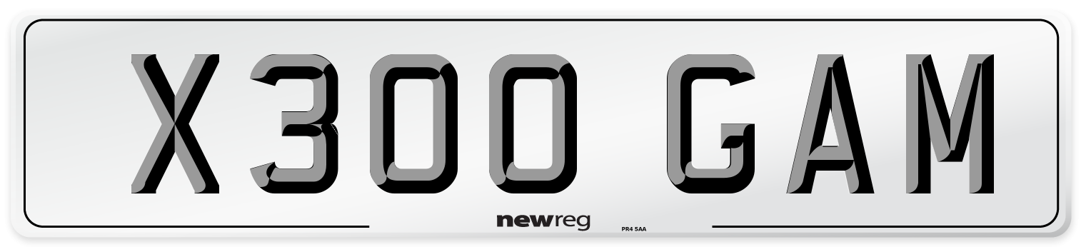 X300 GAM Number Plate from New Reg